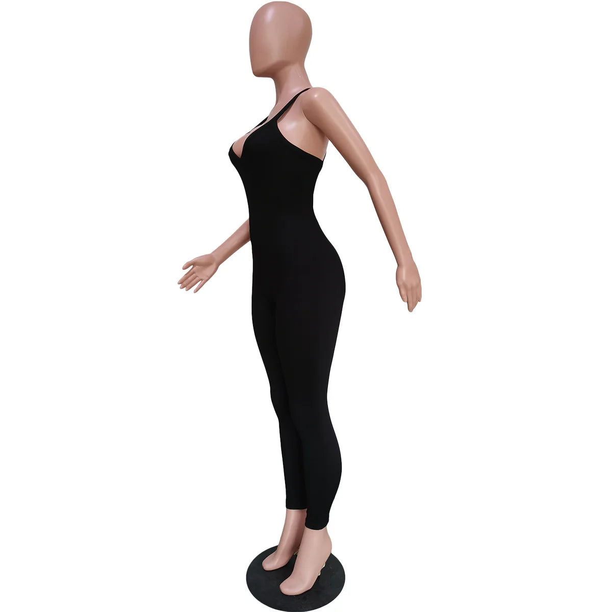 Sleeveless V Neck Criss Cross Back Jumpsuit For Women