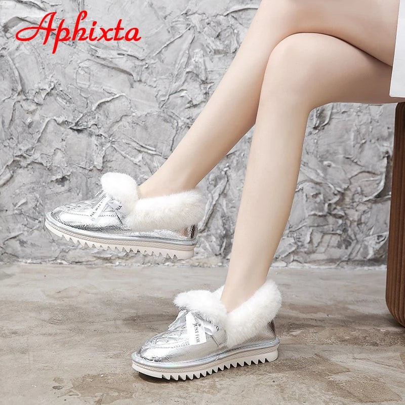 Waterproof Silver Bling Warm Plush Snow Boots for Women