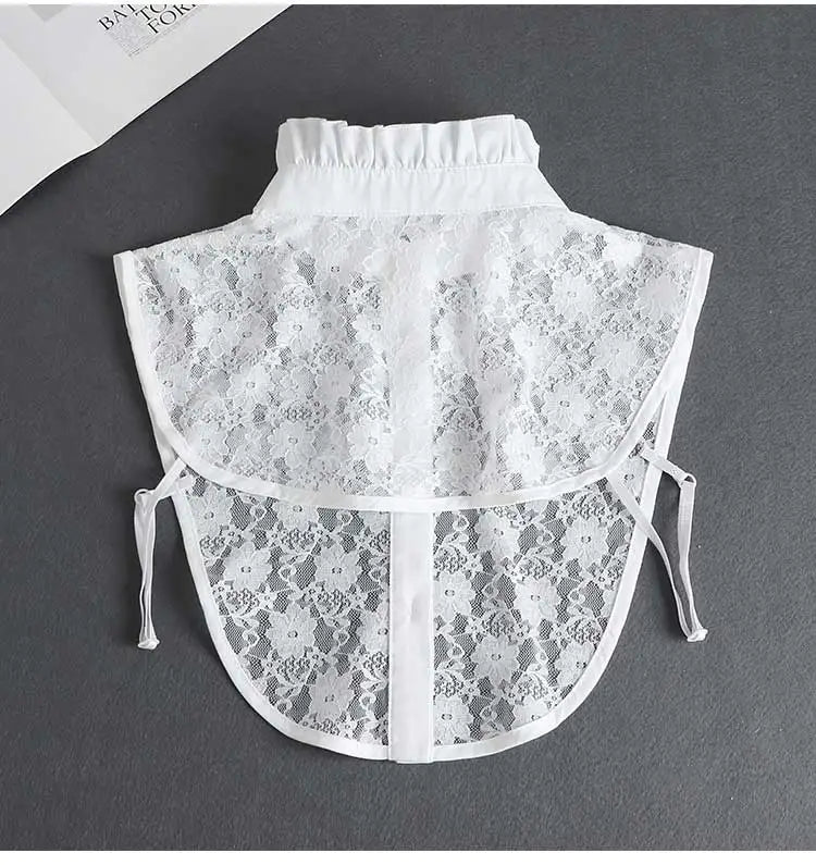 White Fake Collar Shirt Women Shawl Detachable Shirt Collar Lace False Collar Lapel Blouse Women Clothes Accessories Faux Col