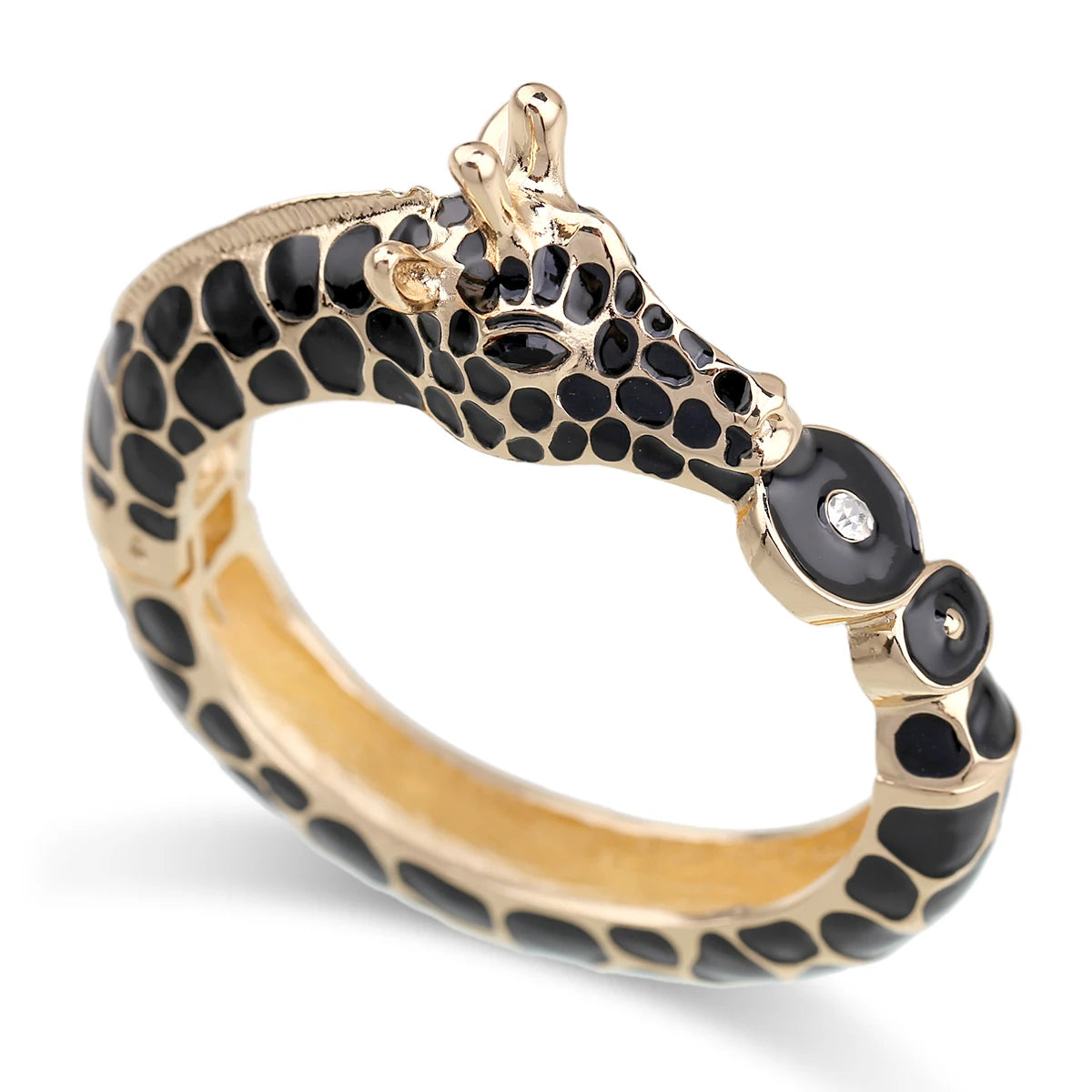 Gold Plated Zebra Enamel Statement Cuff Bracelet for Women