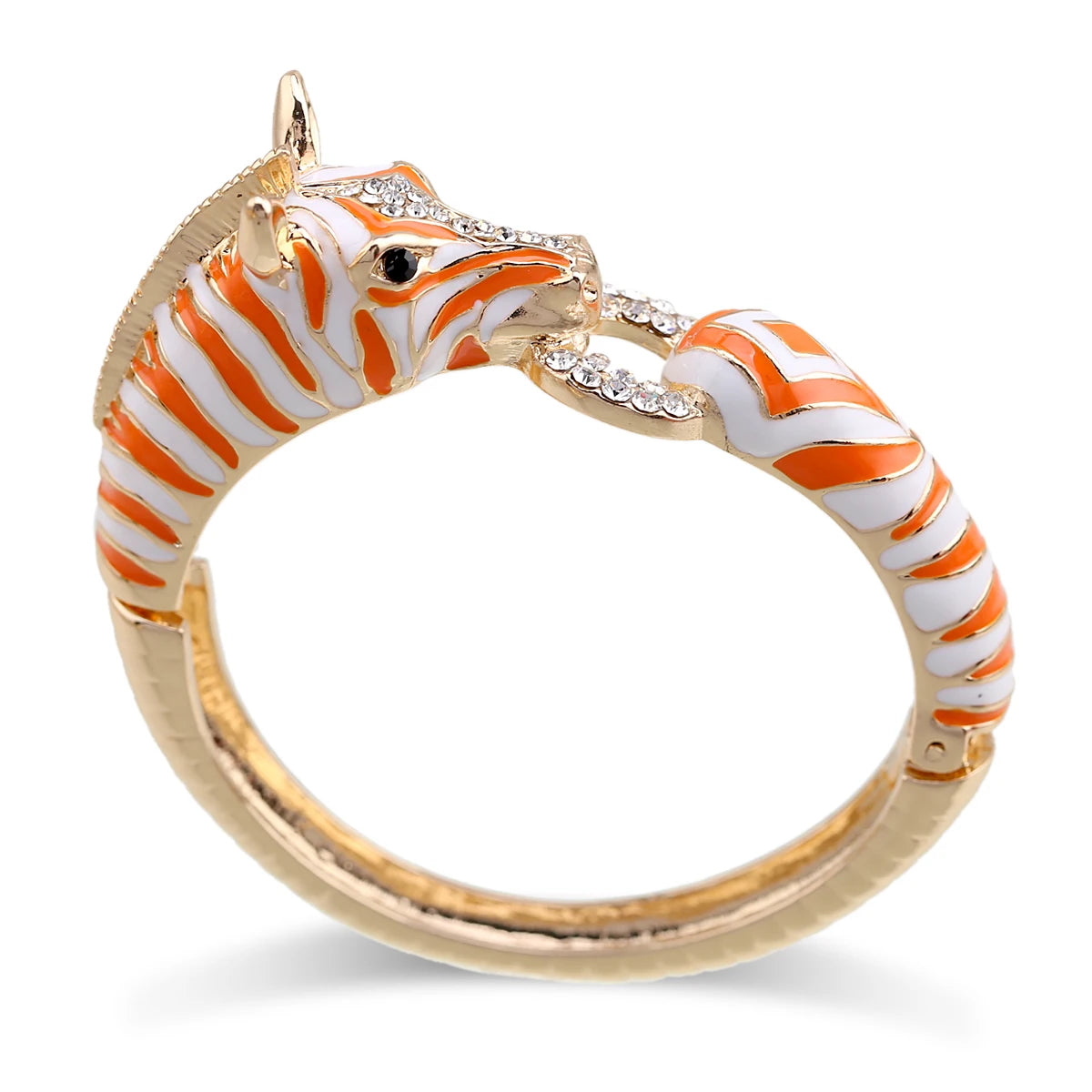 Gold Plated Crystal Zebra Style Cuff Bracelet for Women