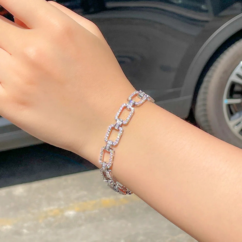 Gold Cubic Zirconia Cuban Link Bracelet