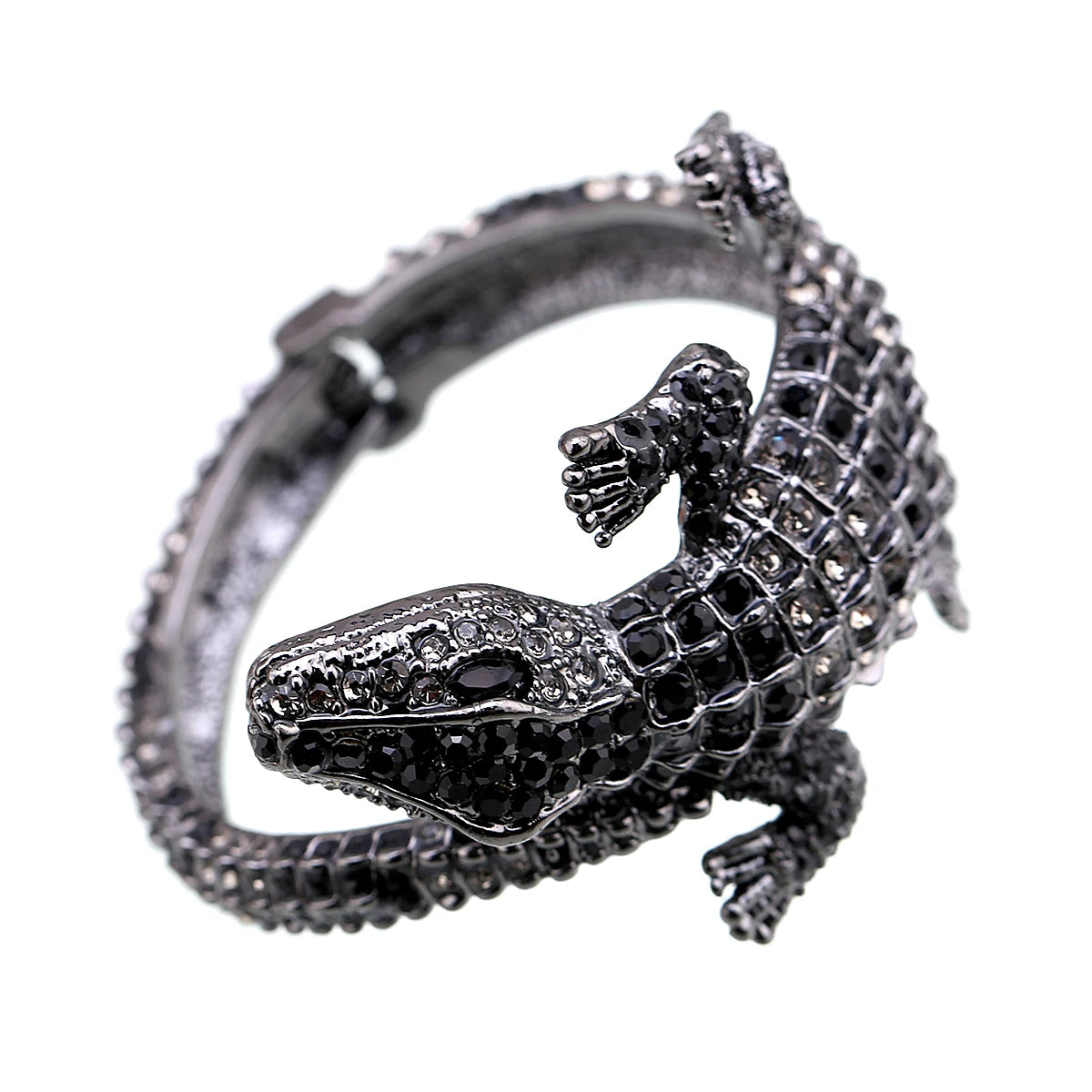 Vintage Crocodile Rhinestone Cuff Bracelet for Women