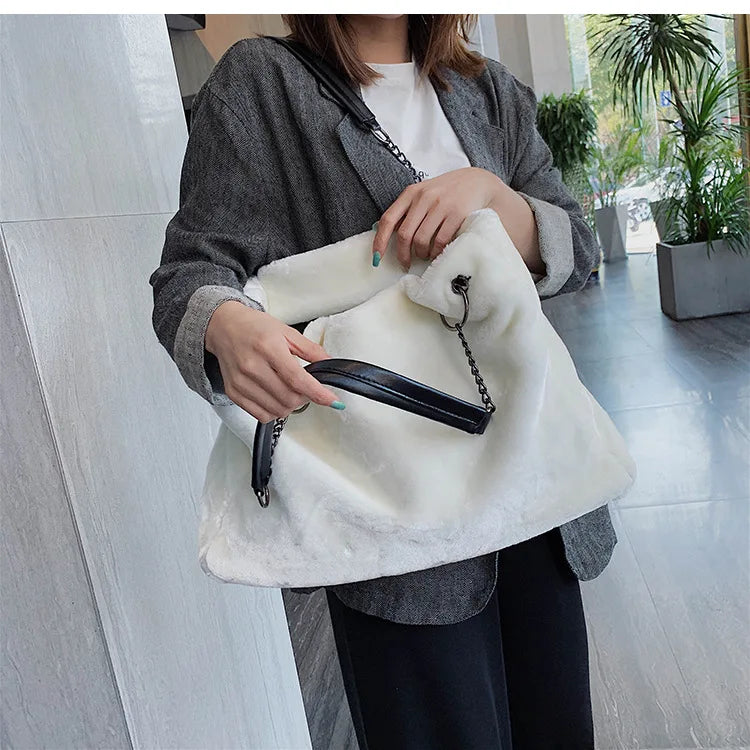 Soft Plush Large Capacity Luxury Shoulder Bag for Women