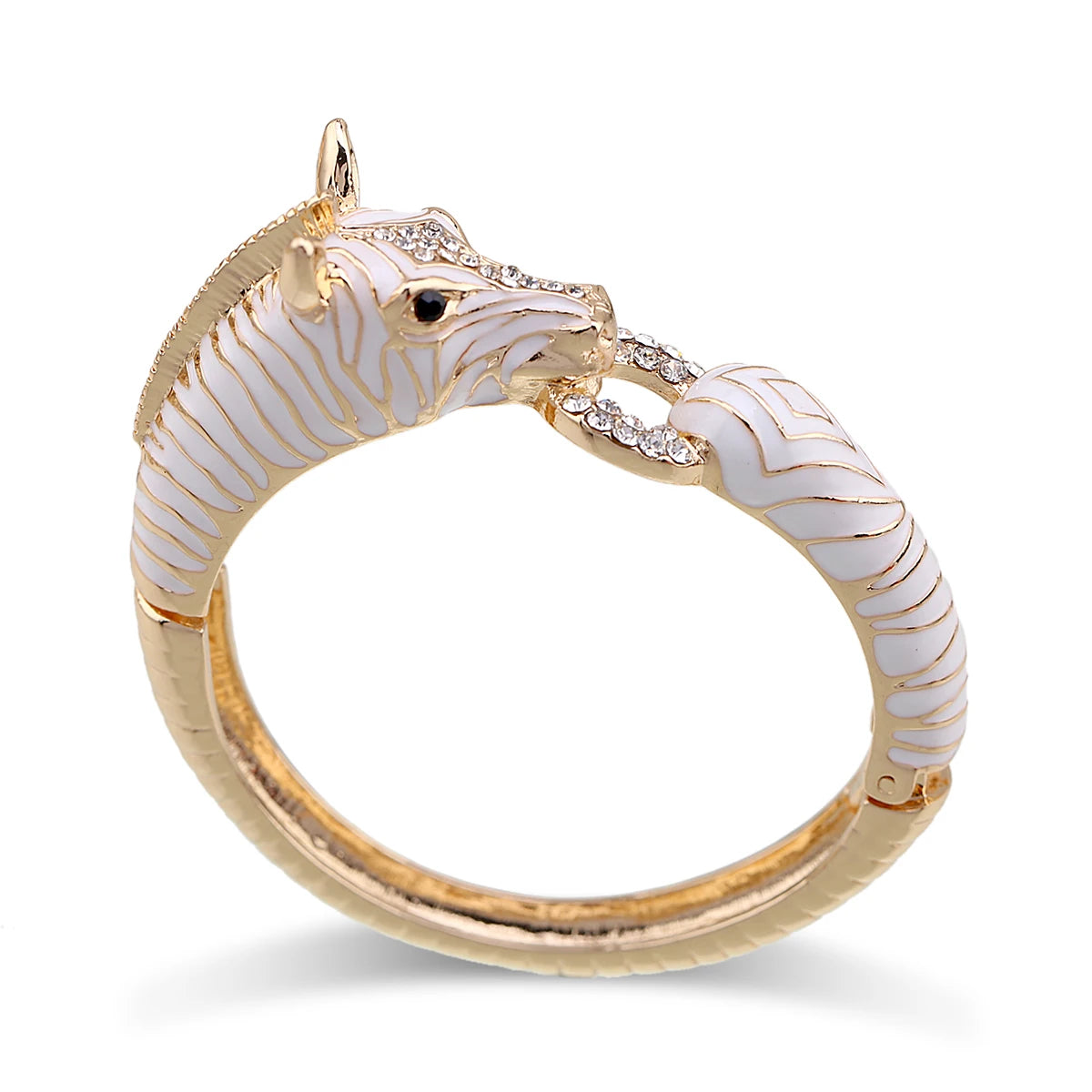 Gold Plated Crystal Zebra Style Cuff Bracelet for Women