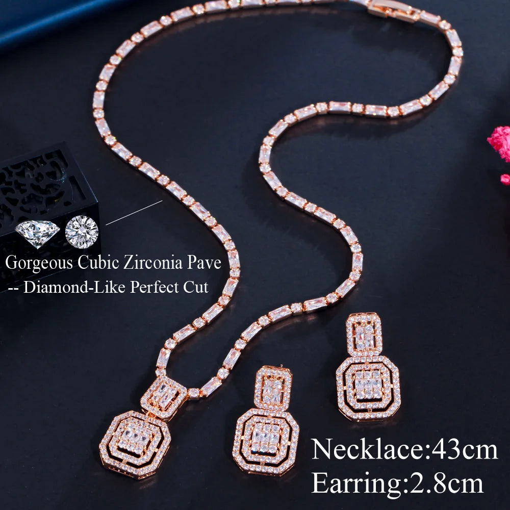 Baguette Cubic Zirconia Necklace Set
