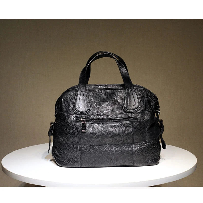 Patchwork Genuine Leather Crossbody Bag for Women