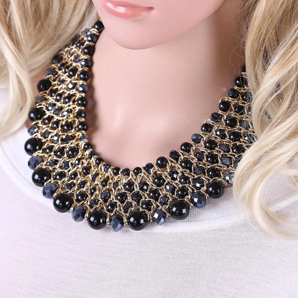 Bohemian Crystal Beaded Statement Necklace for Women