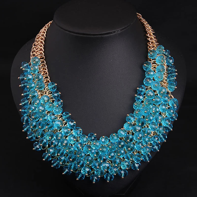 Rhinestone Crystal Statement Bib Necklace for Women