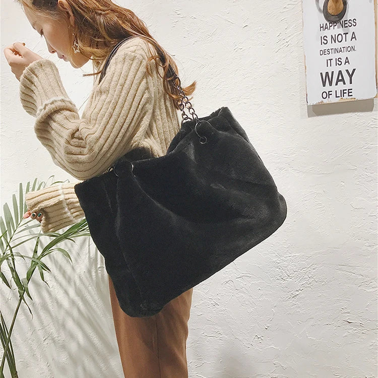 Soft Plush Large Capacity Luxury Shoulder Bag for Women