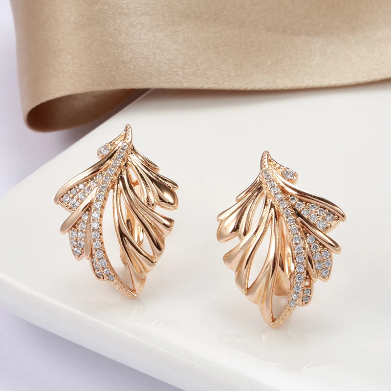 Rose Gold Leaf Earring And Ring Set