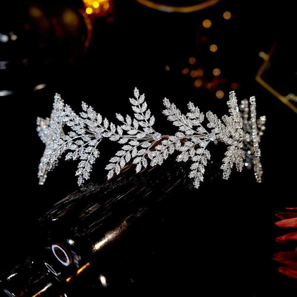 Sophisticated Crystal Leaf Wedding Headband for Women