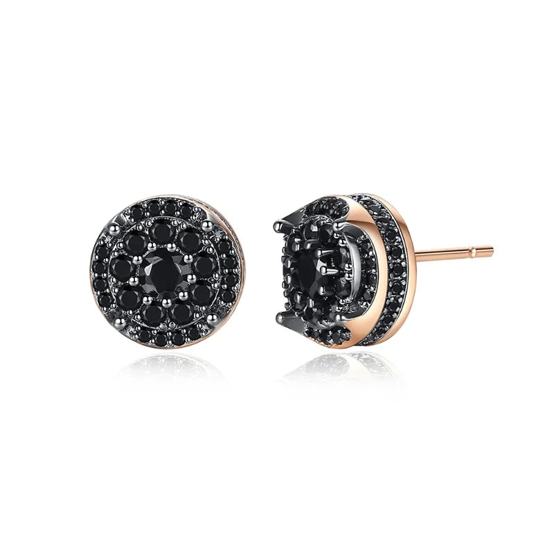 Black Zircon Rose Gold Stud Earrings