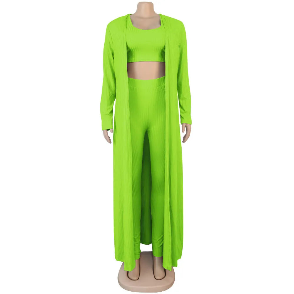 Slim Knit Three Piece Summer Lounge Outfit Set for Women