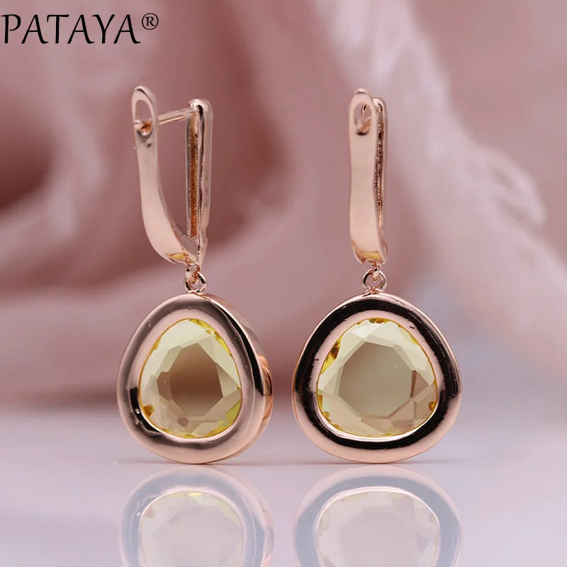 Green Triangle Zirconia Drop Earrings