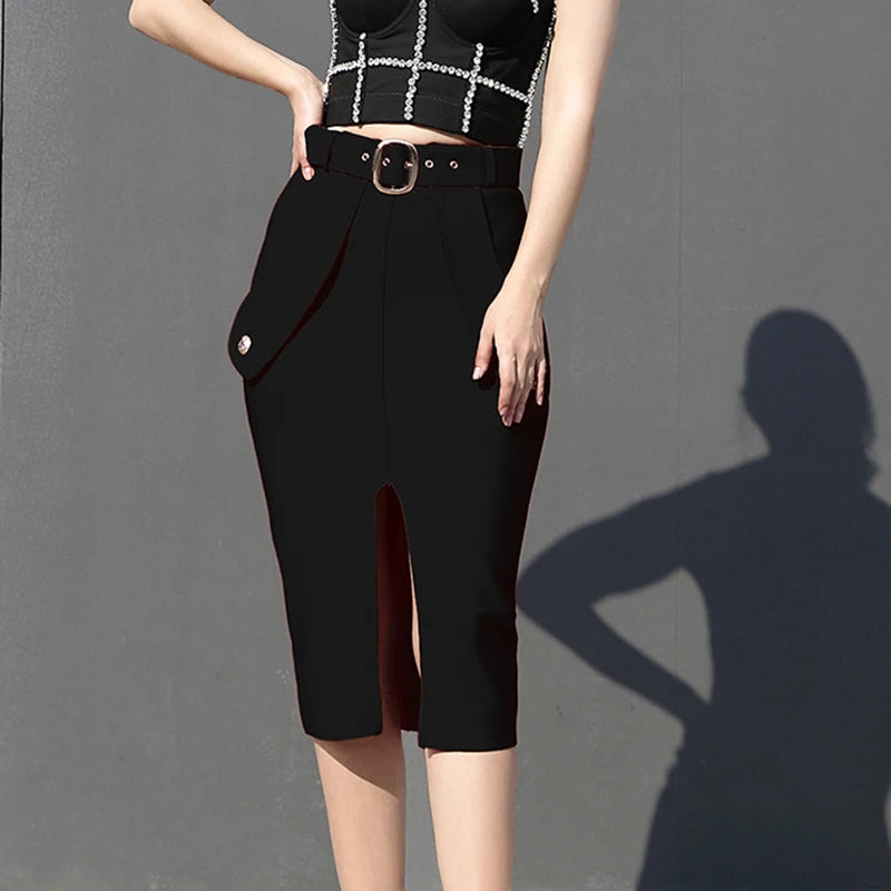 High Waist Lace Up Bandage Skirt
