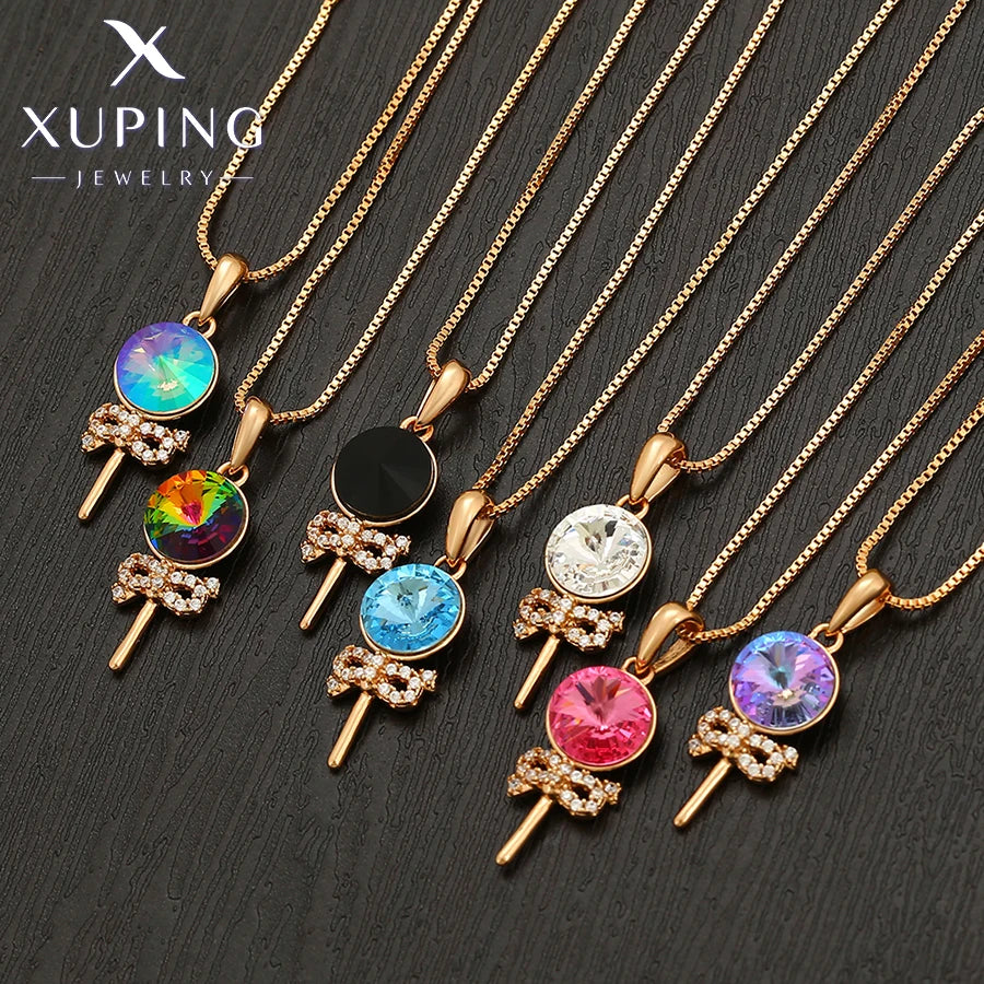Gold Tone Crystal Pendant Necklace