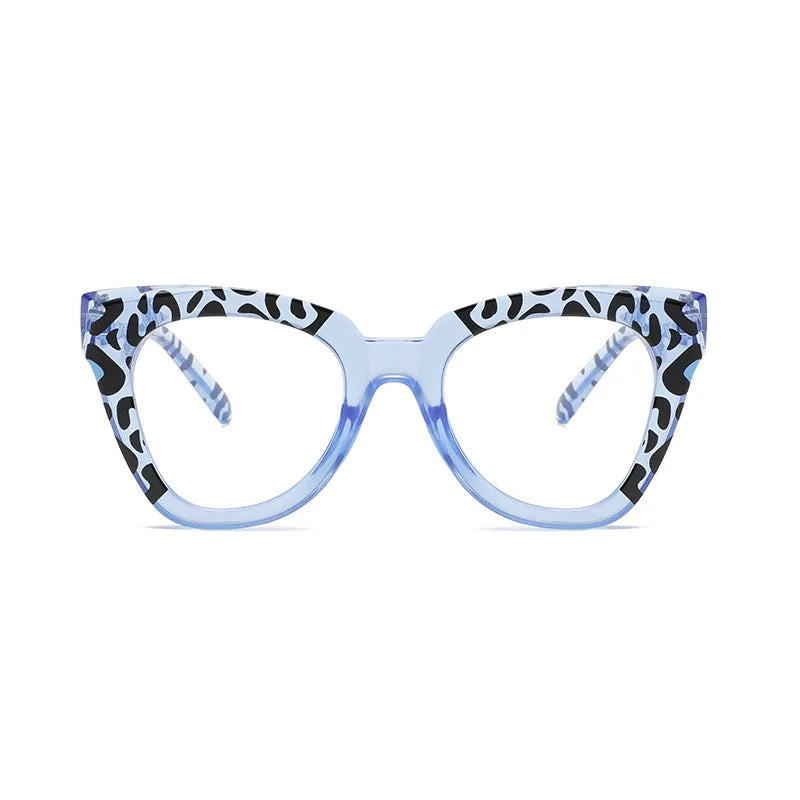 Custom Logo Oversized Leopard Print Frame Reading Glasses Square Anti Blue Light Reading Glasses for Women 2024