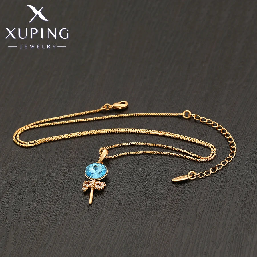 Gold Tone Crystal Pendant Necklace