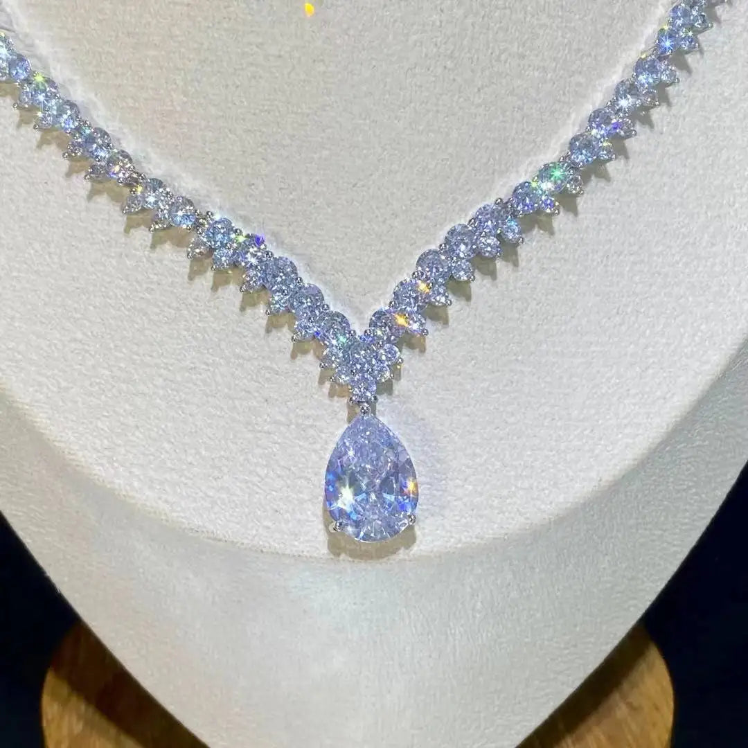 Bridal Water Drop Crystal Necklace And Earring Set For Women