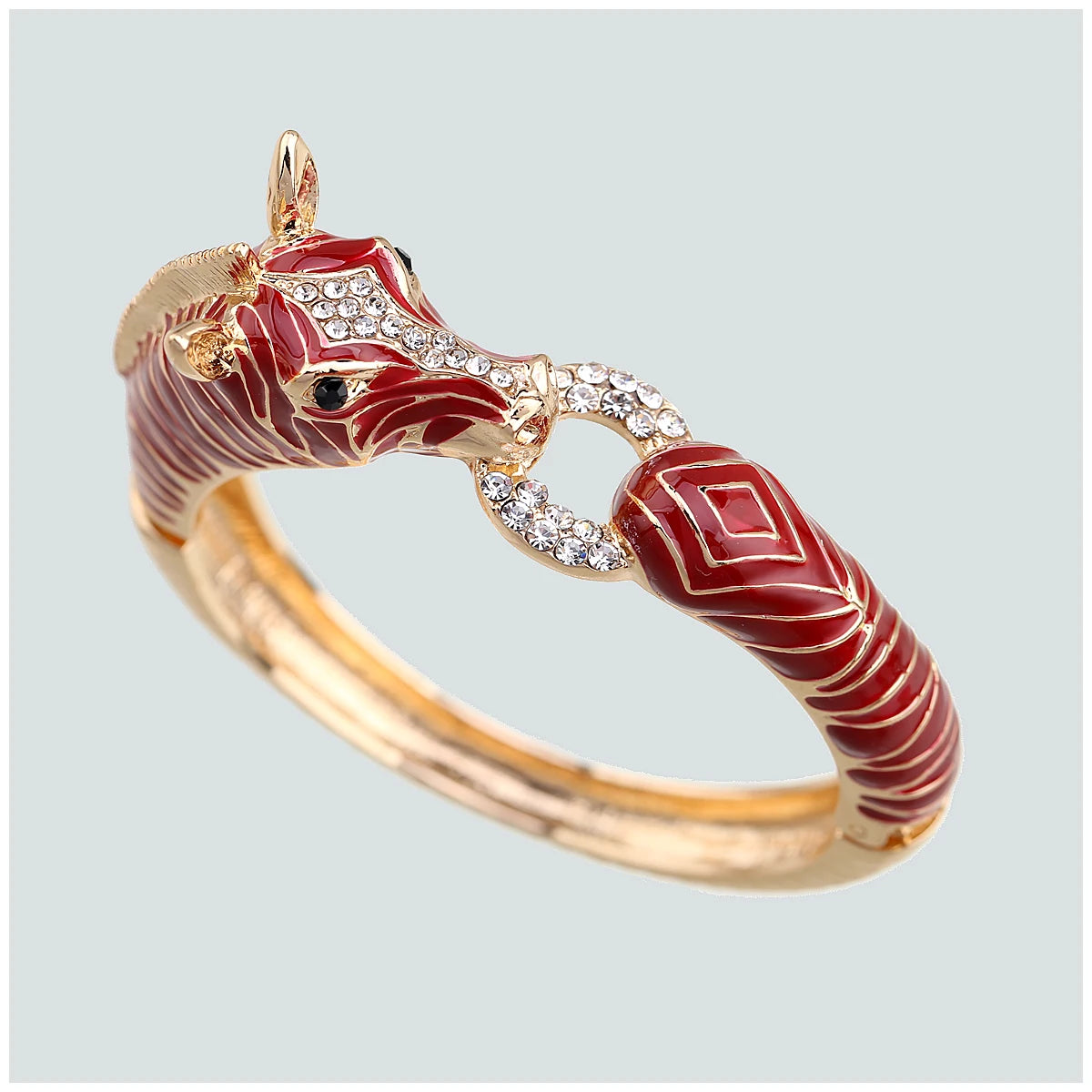Gold Plated Crystal Zebra Style Cuff Bracelet for Women