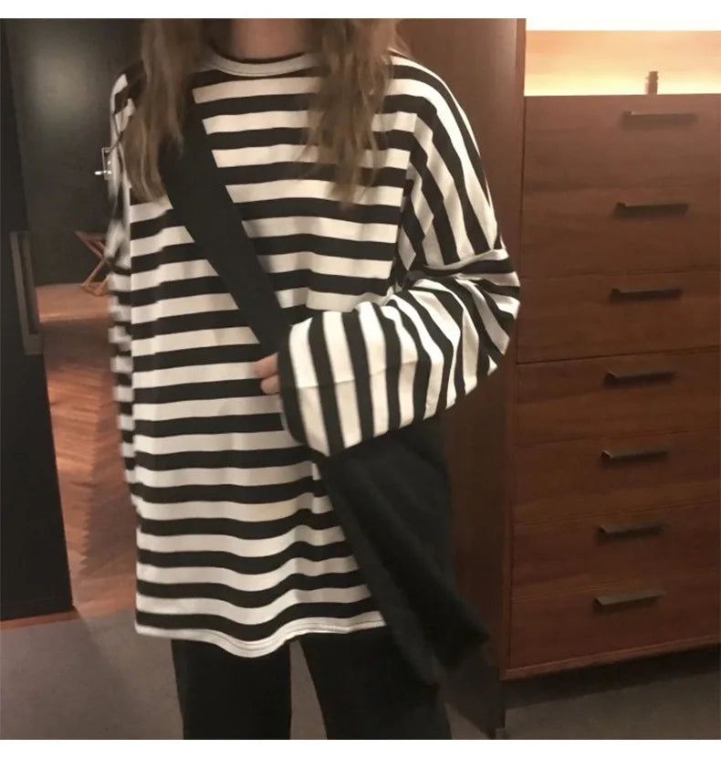Striped Knit Long Sleeve Tee