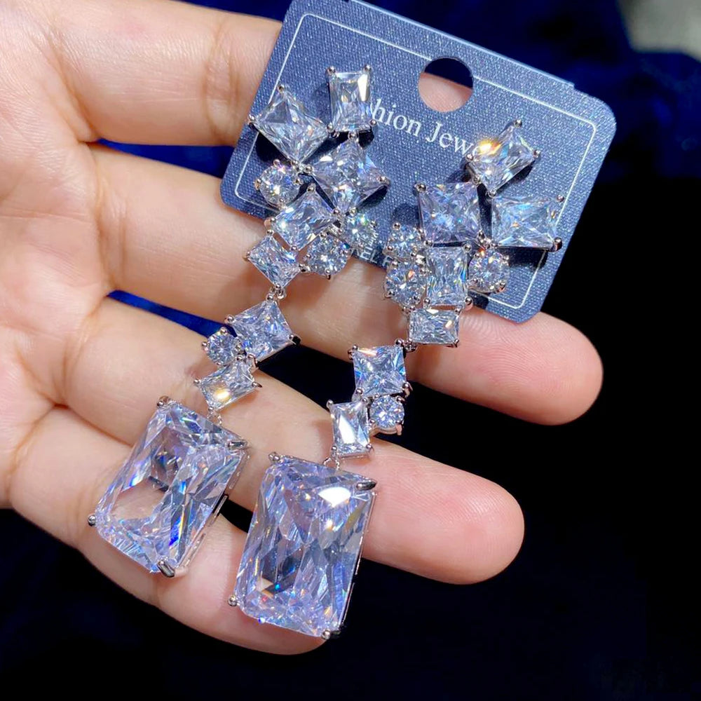 Elegant Geometric Water Drop Crystal Earrings for Women