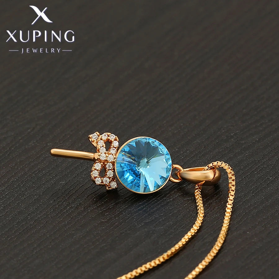 Gold Tone Crystal Pendant Necklace