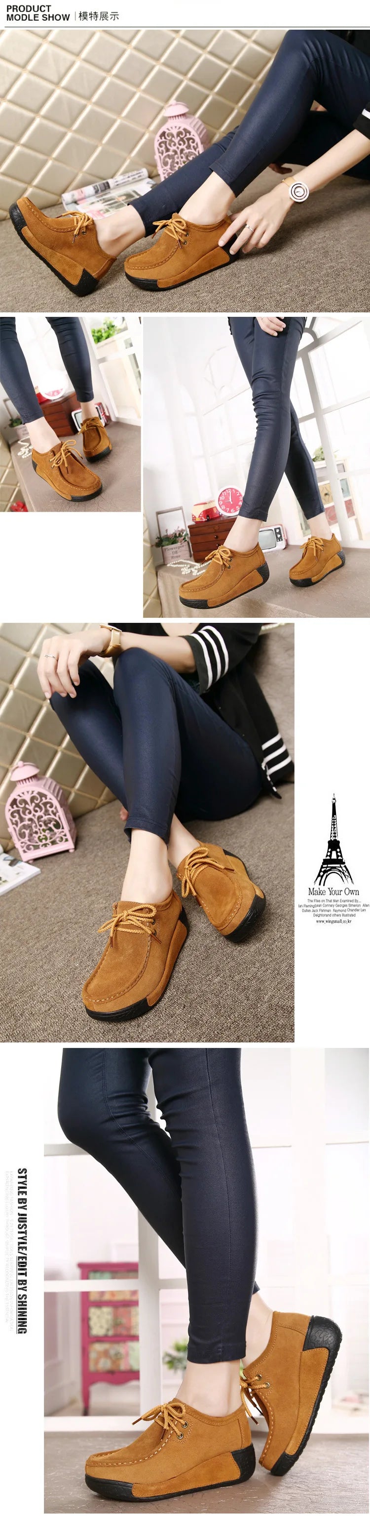 Lace Up Leather Platform Loafers
