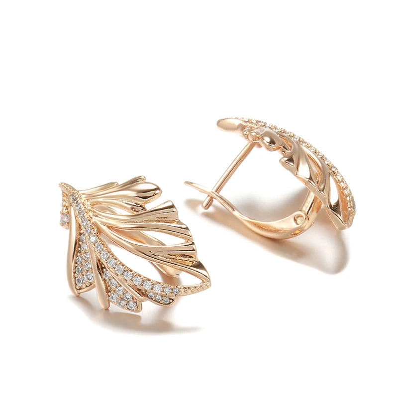 Rose Gold Leaf Earring And Ring Set