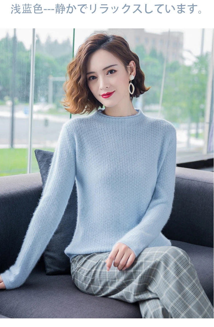 Hollow Knit Cashmere Long Sleeve Sweater for Women