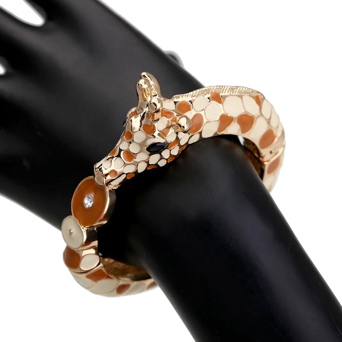 Gold Plated Zebra Enamel Statement Cuff Bracelet for Women