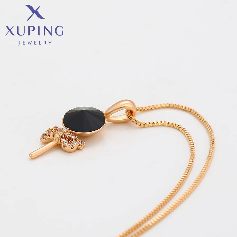 Gold Tone Crystal Pendant Necklace
