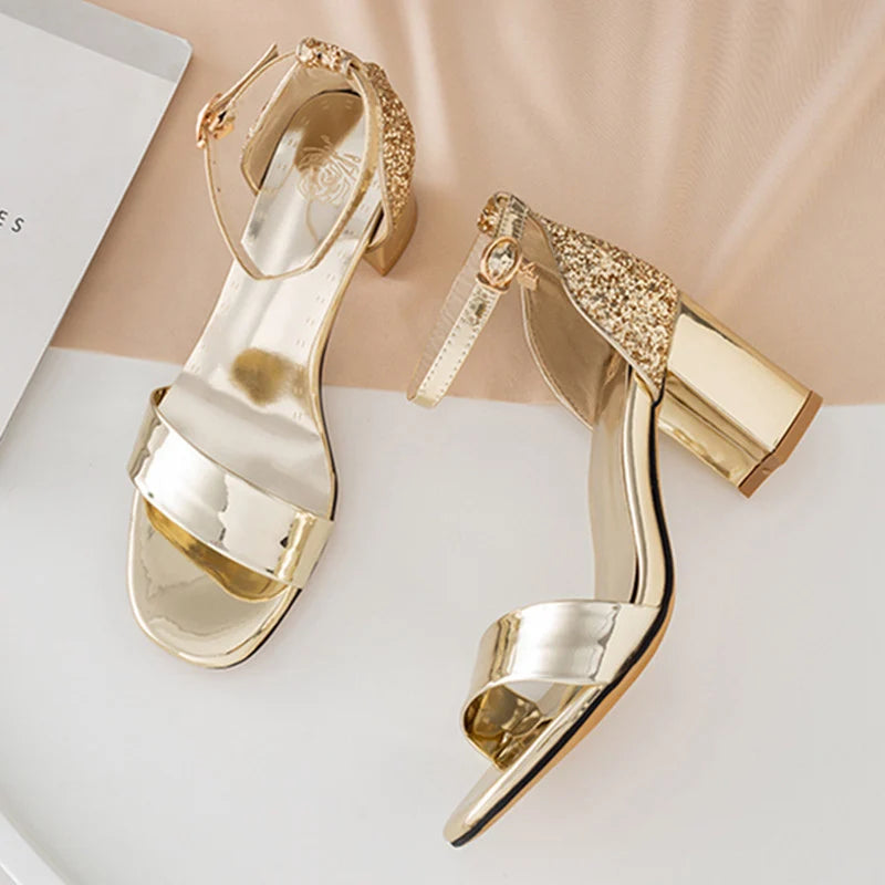 Classic Square Heel Buckle Sandals