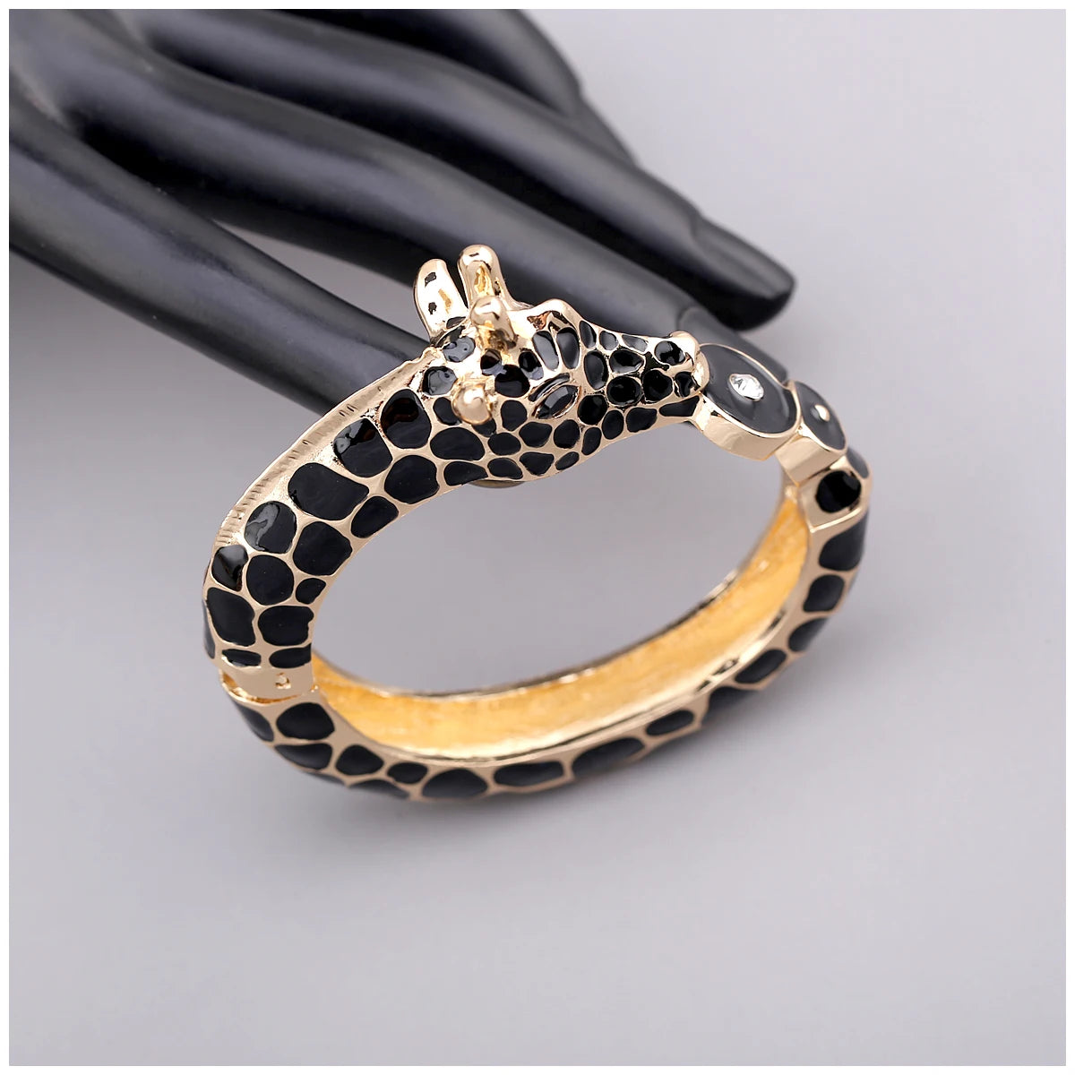 Gold Plated Zebra Enamel Statement Cuff Bracelet for Women