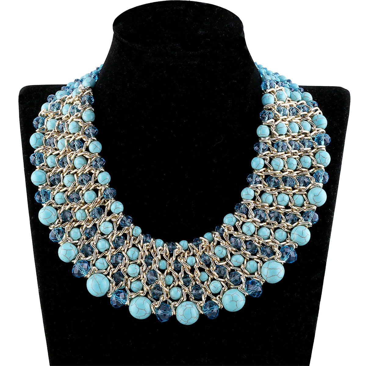 Bohemian Crystal Beaded Statement Necklace for Women