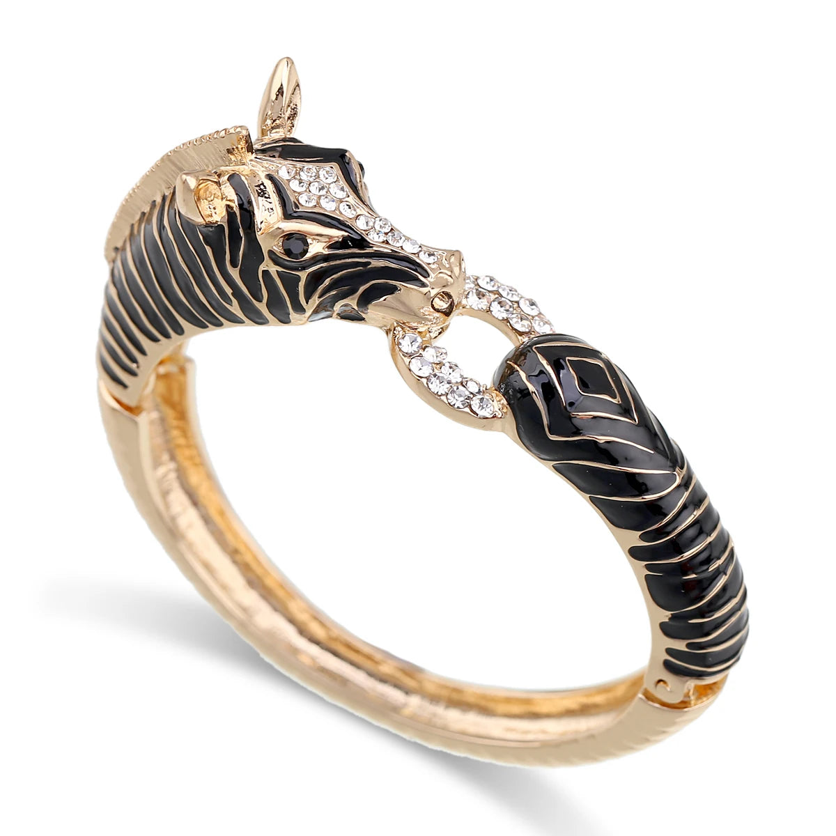 Gold Plated Crystal Zebra Style Cuff Bracelet for Women