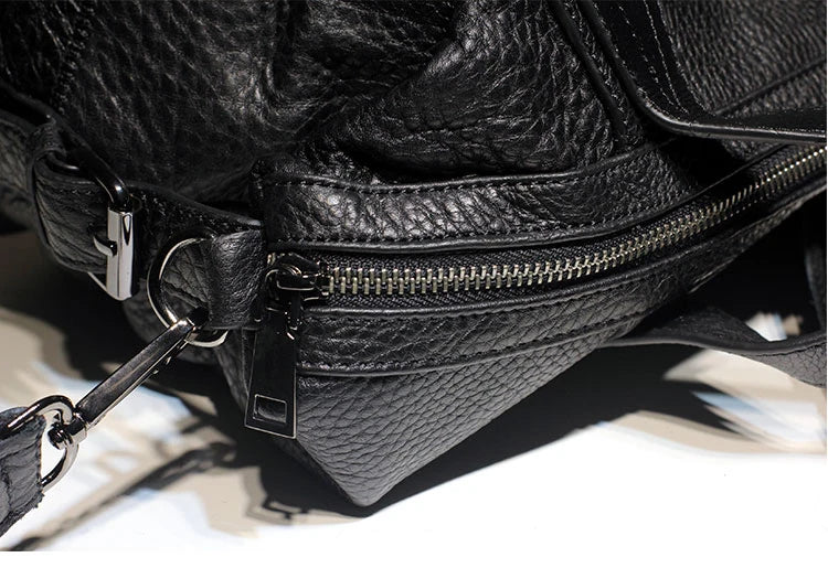Patchwork Genuine Leather Crossbody Bag for Women