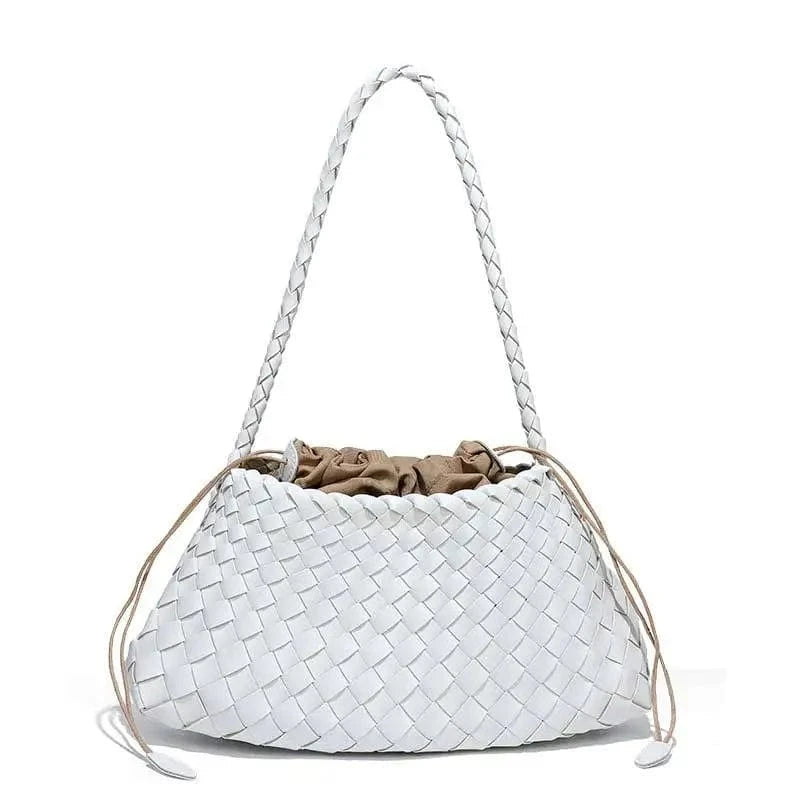 2025 Summer  Luxury Woven Shoulder Bags for Ladies Fashion Handmade Woven Casual Braided Tote Hand Bag with Drawstring Purse