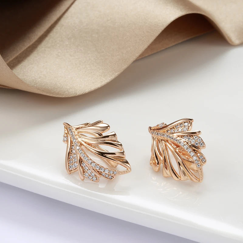 Rose Gold Leaf Earring And Ring Set