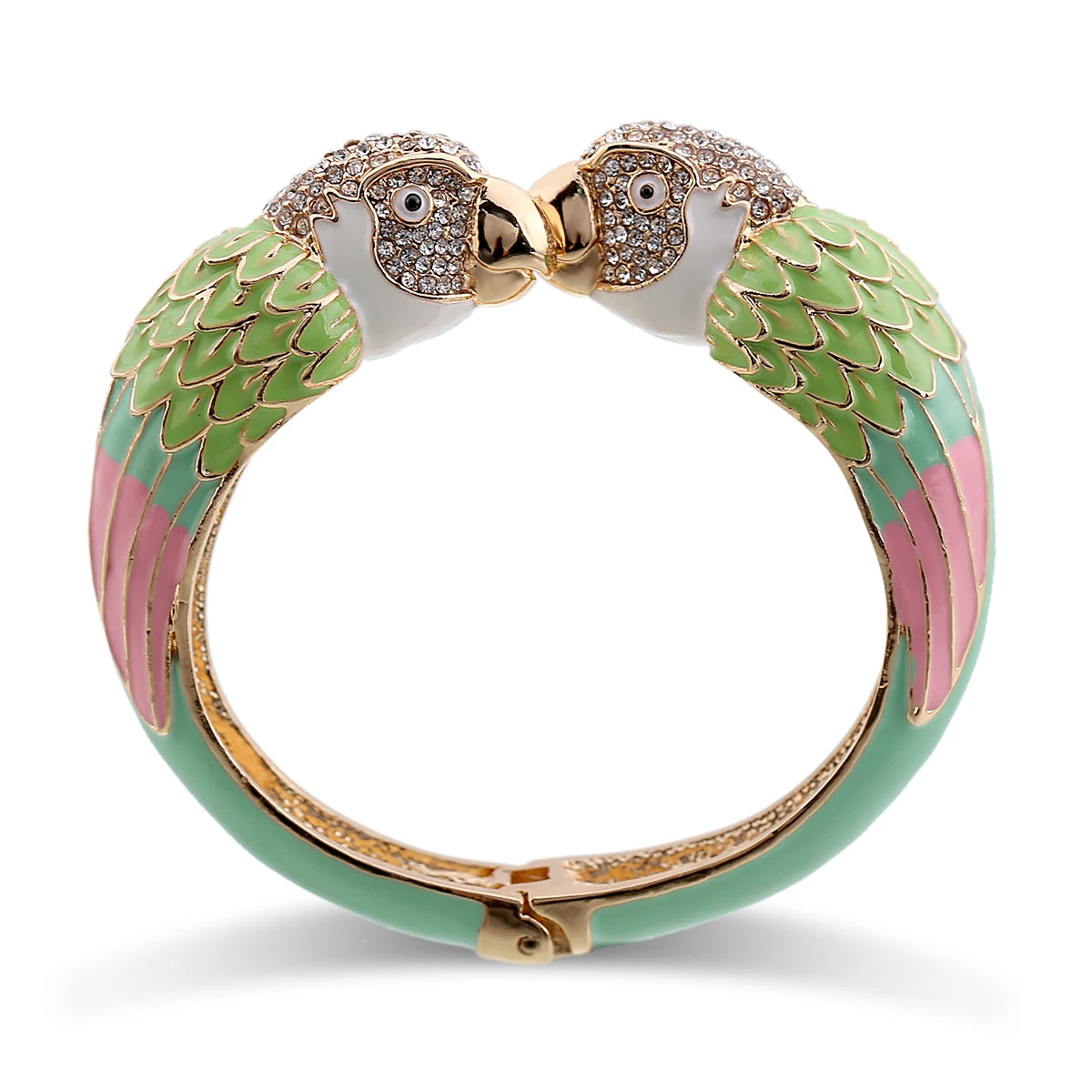 Statement Double Macaw Enamel Cuff Bracelet for Women
