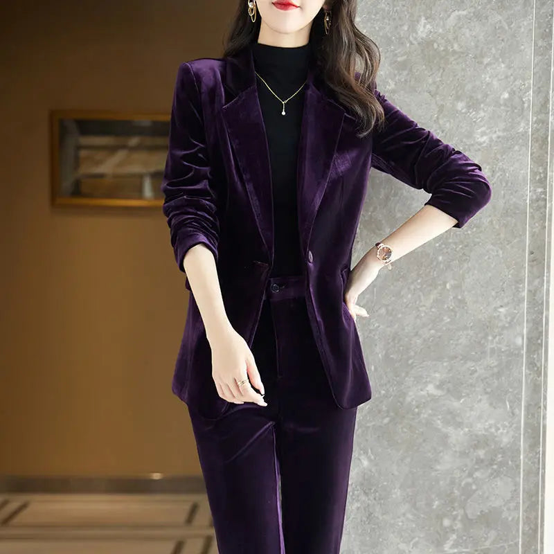 Purple Velvet Two-Piece Suit