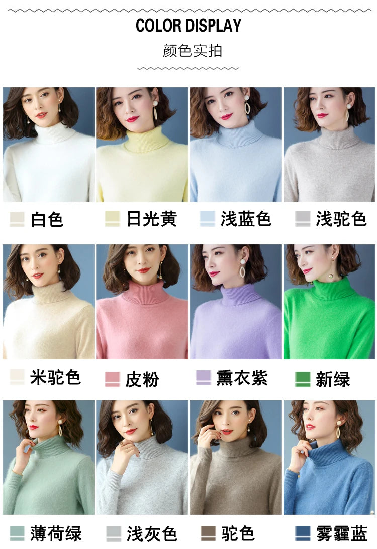 Warm High Collar Heavyweight Knit Pullover Sweater for Women
