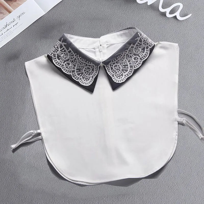 White Fake Collar Shirt Women Shawl Detachable Shirt Collar Lace False Collar Lapel Blouse Women Clothes Accessories Faux Col