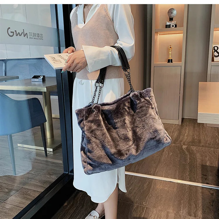 Soft Plush Large Capacity Luxury Shoulder Bag for Women