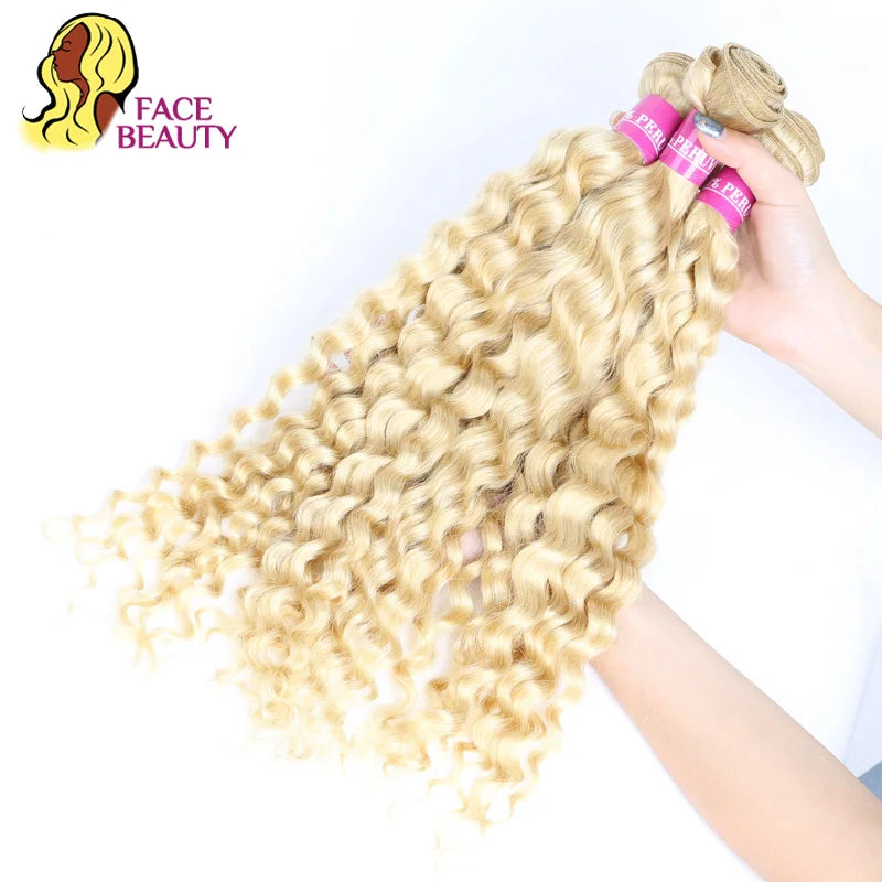 Platinum Blonde Deep Wave Brazilian Hair Bundle For Women