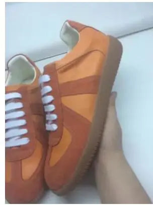 Elegant High Quality Red Leather Lace Up Low Top Running Shoes For Men