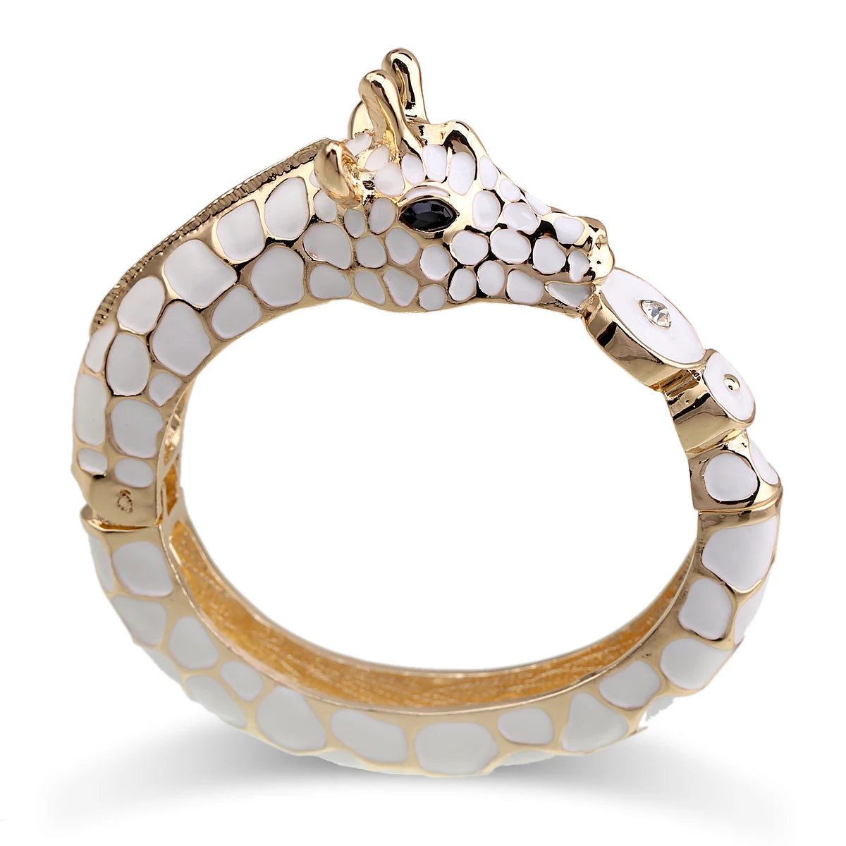 Gold Plated Zebra Enamel Statement Cuff Bracelet for Women