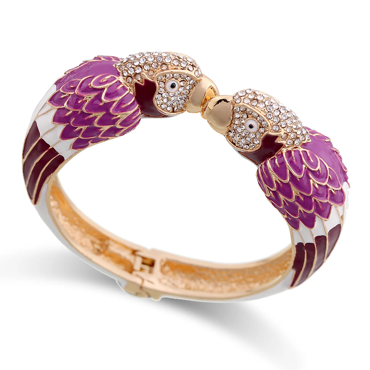 Statement Double Macaw Enamel Cuff Bracelet for Women