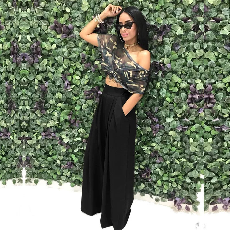 Pleated Front Palazzo Pants